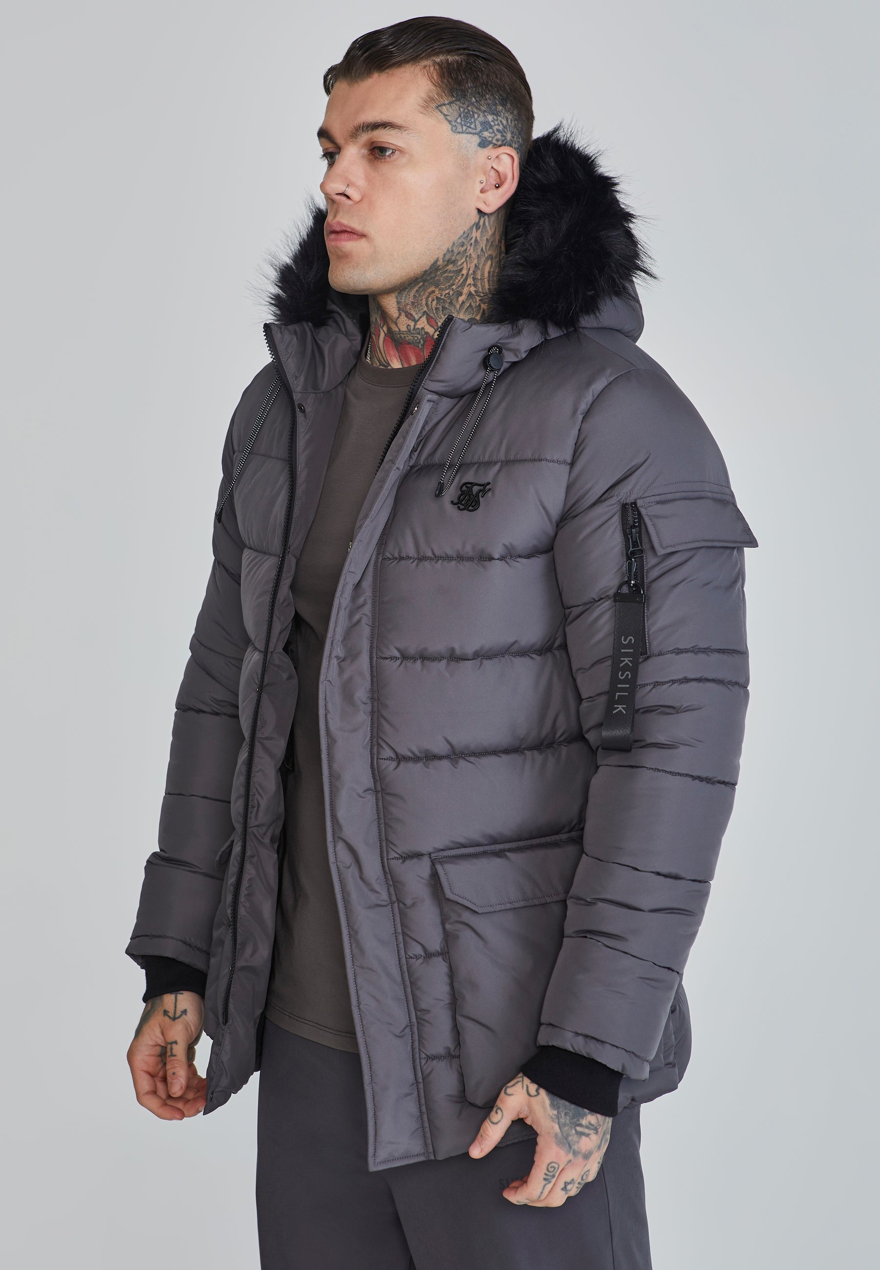 Parka Abrigo Siksilk Negro Parka Cazadora Hombre Siksilk Abrigo