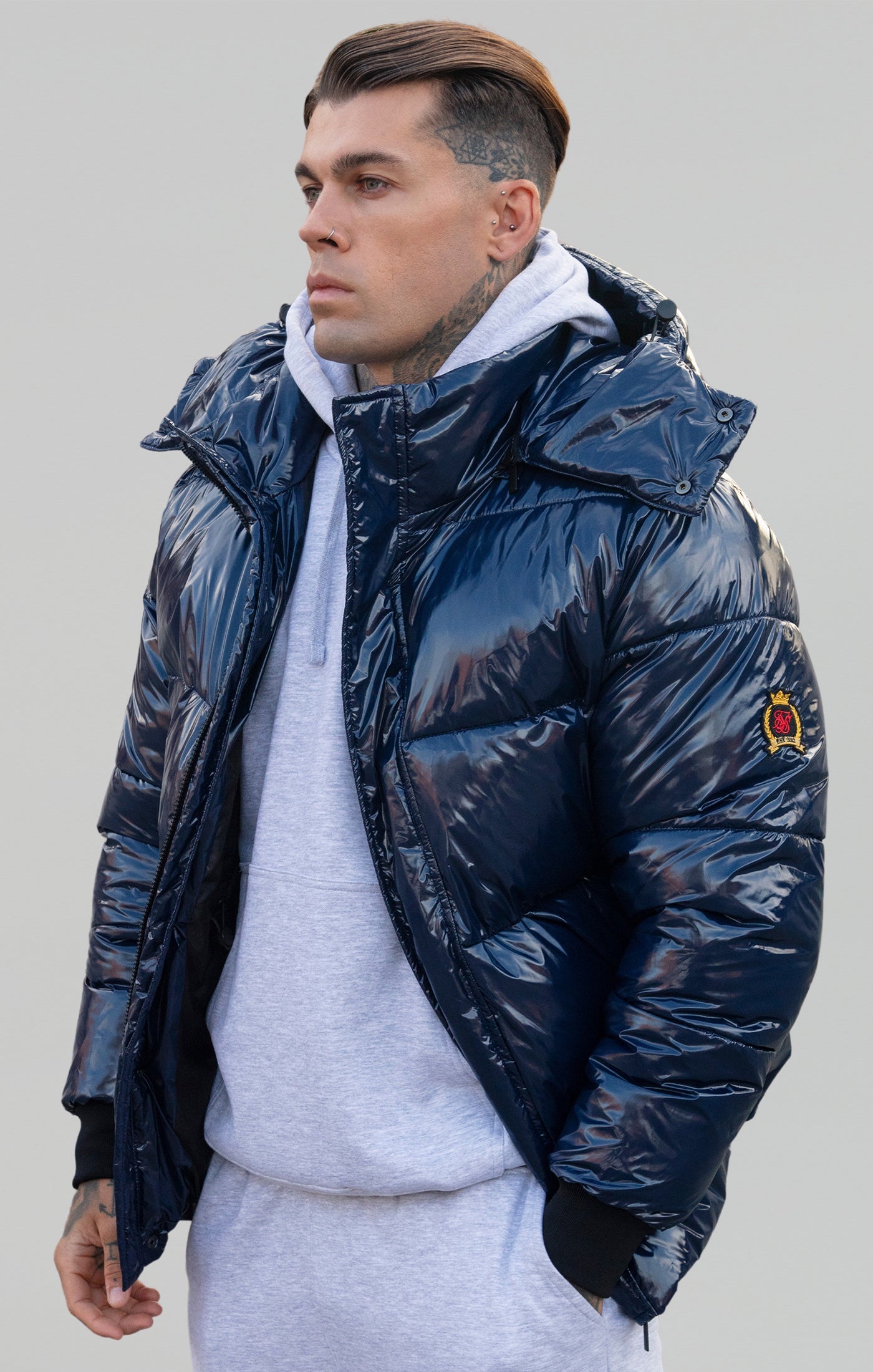 SikSilk Men s Blue Puffer Jacket SikSilk UK