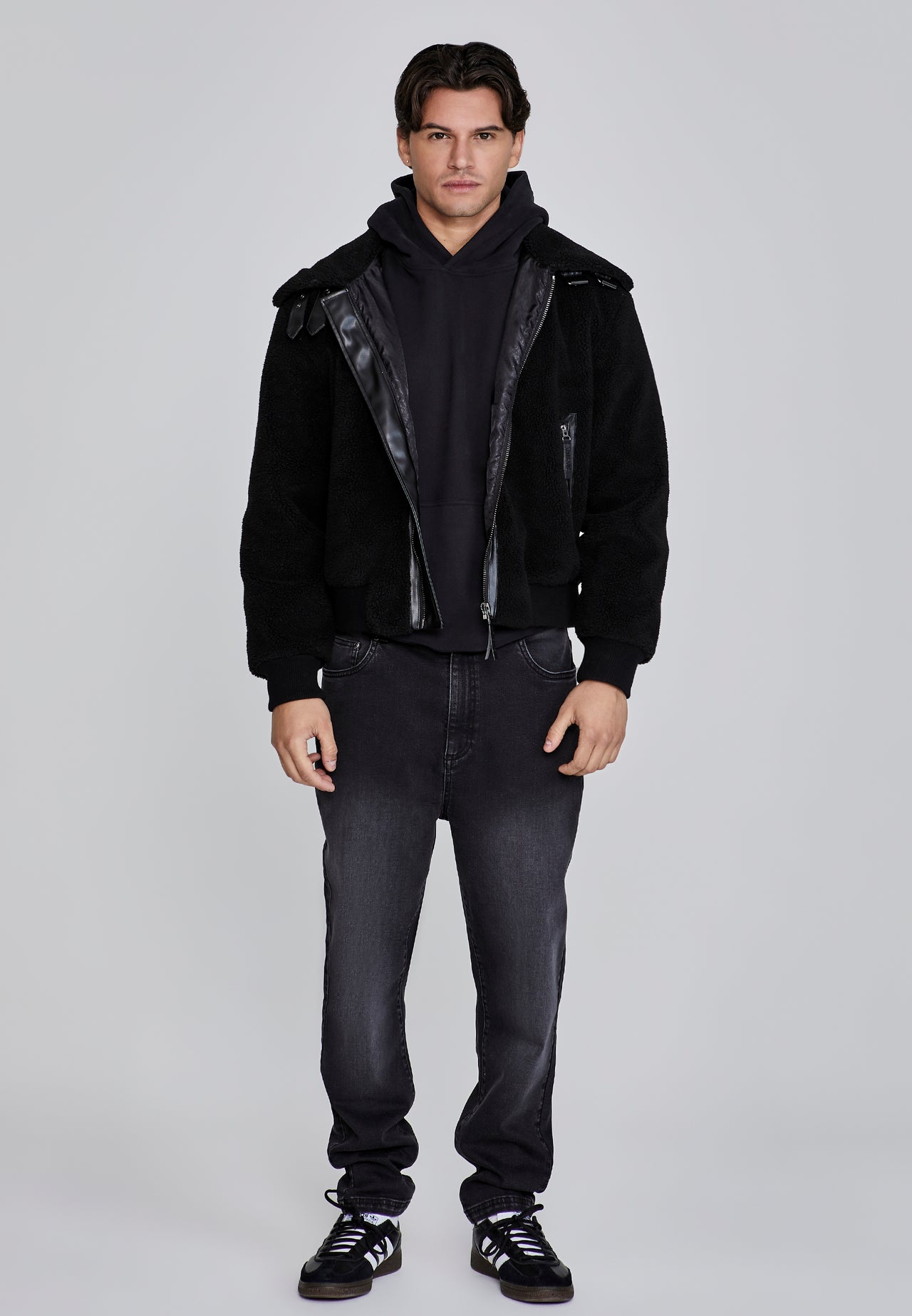 Black Sherpa Bomber Jacket (1)