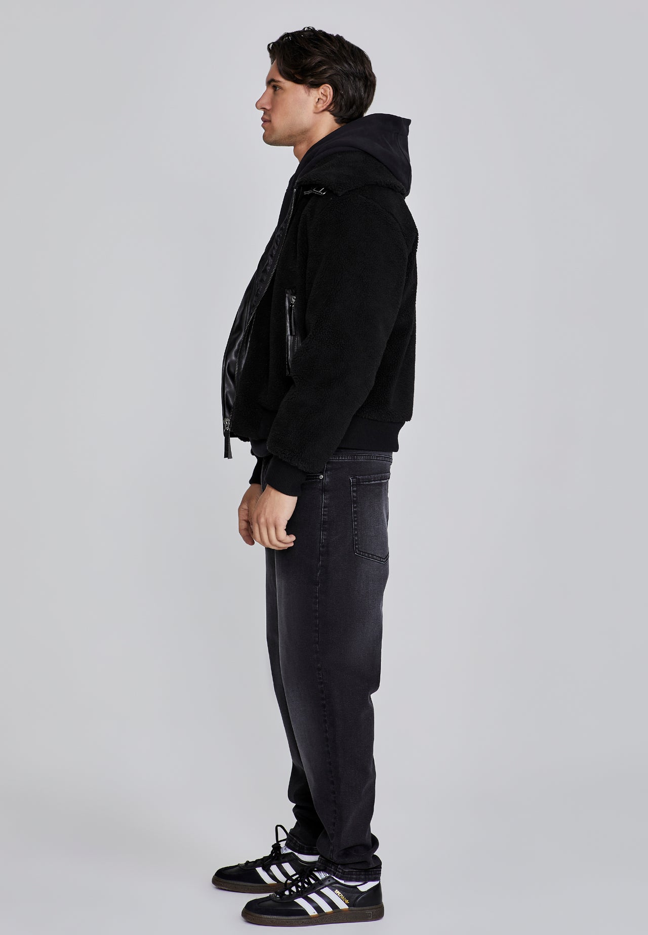 Black Sherpa Bomber Jacket (3)