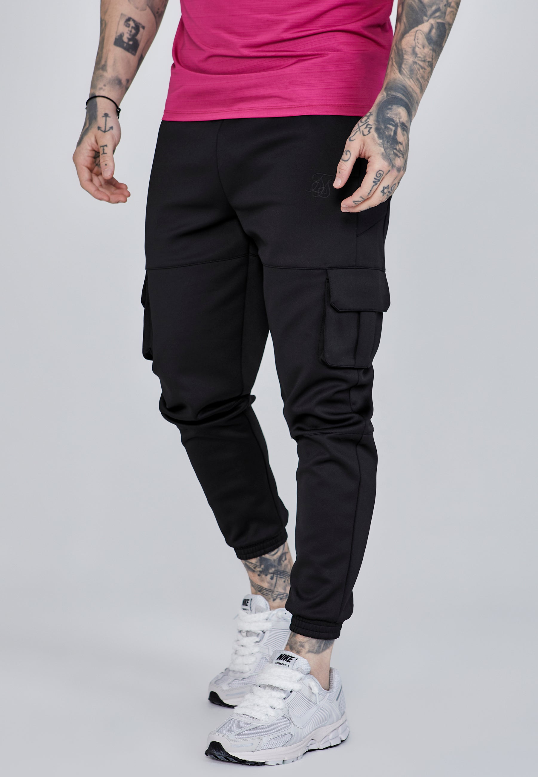 SikSilk Men's Black Cargo Joggers | SikSilk UK