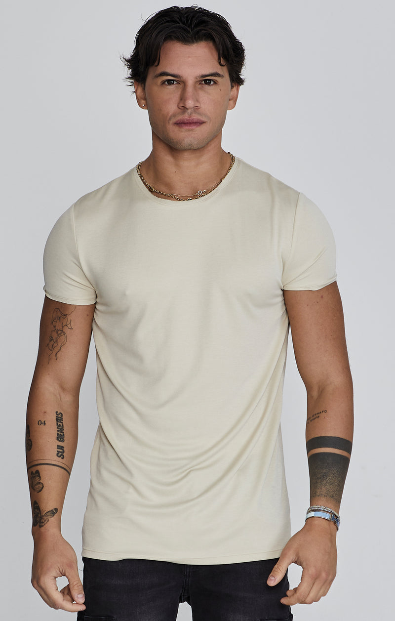 Ecru Raw Neck T-Shirt