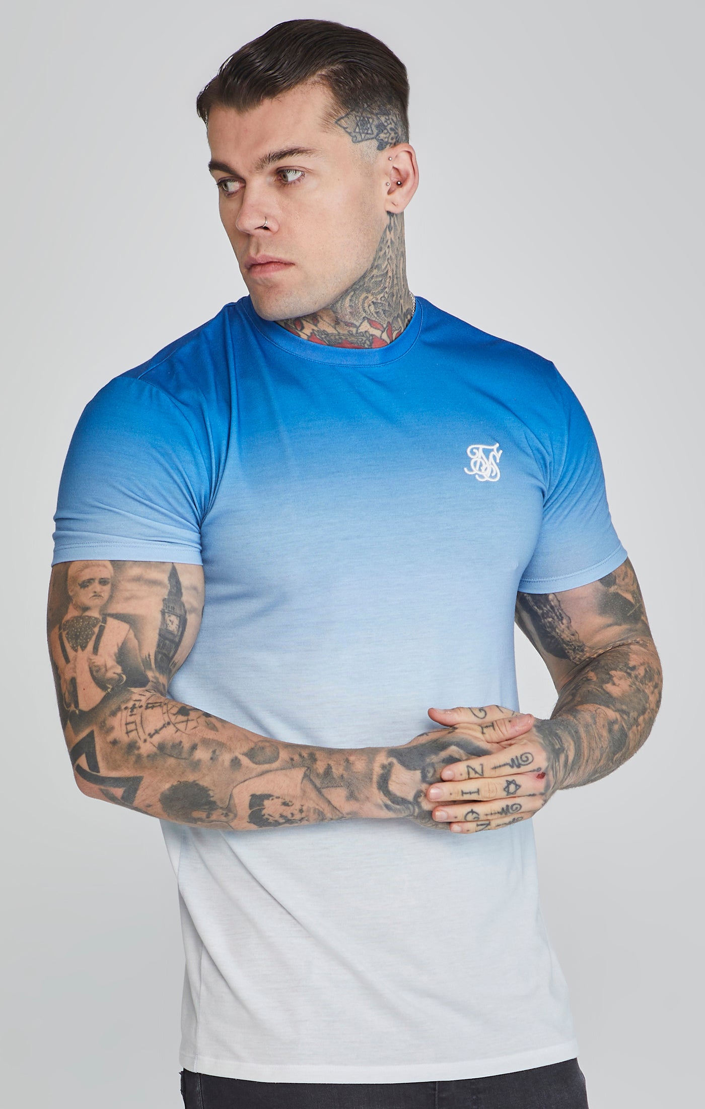 Camiseta con degradado azul y blanco para hombre SikSilk SikSilk ES