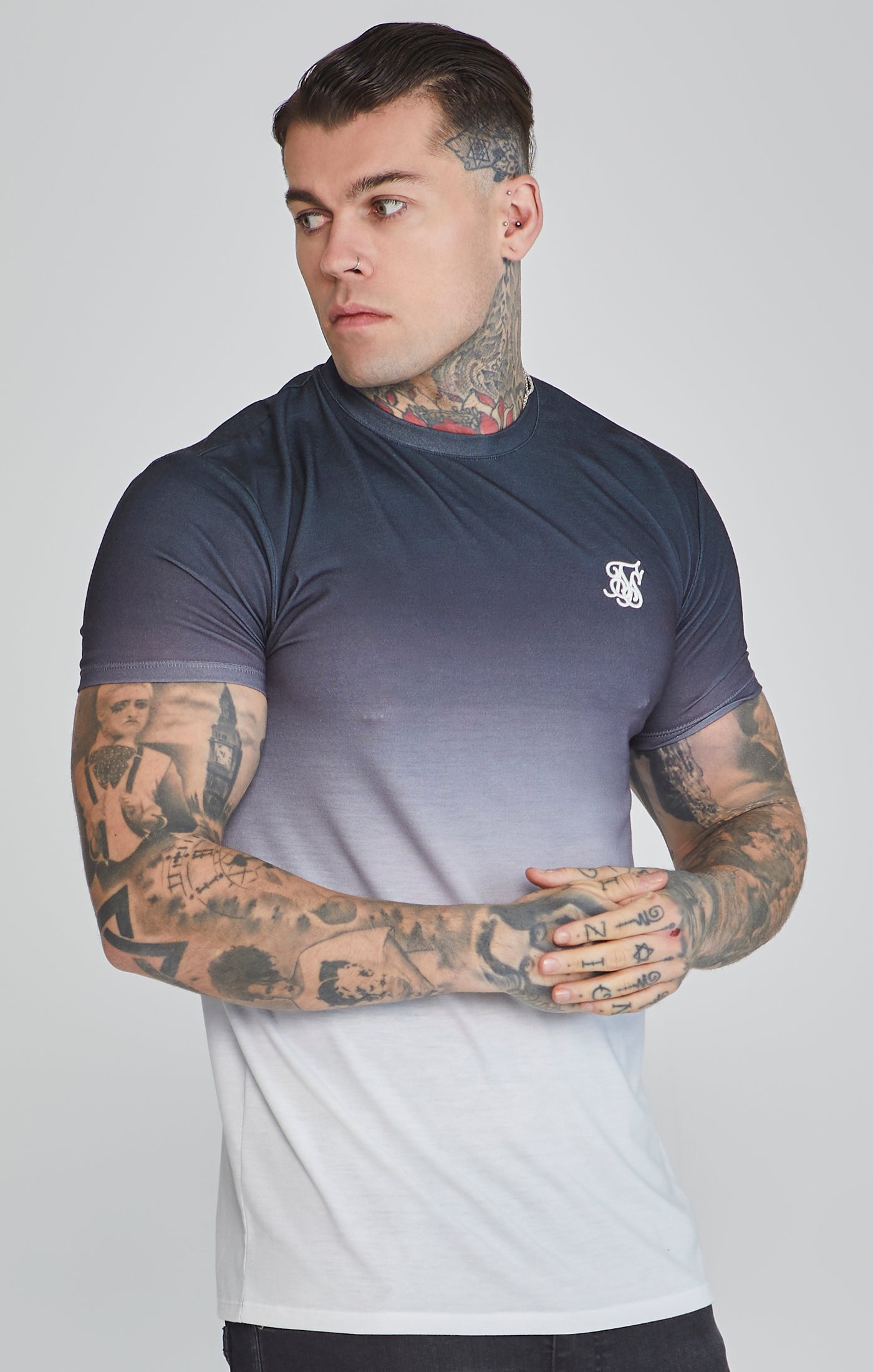 Camiseta con degradado negro y blanco para hombre SikSilk SikSilk ES