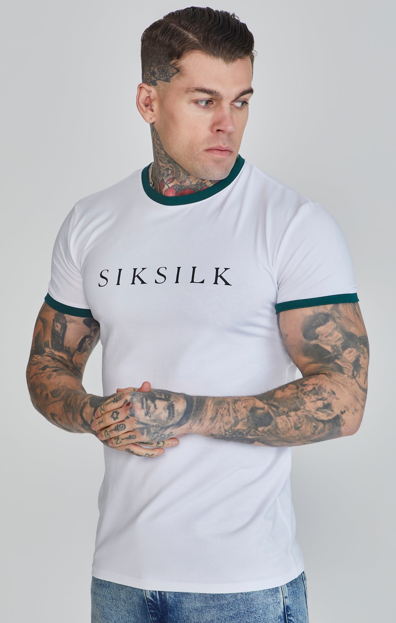 White Green Ringer T-Shirt