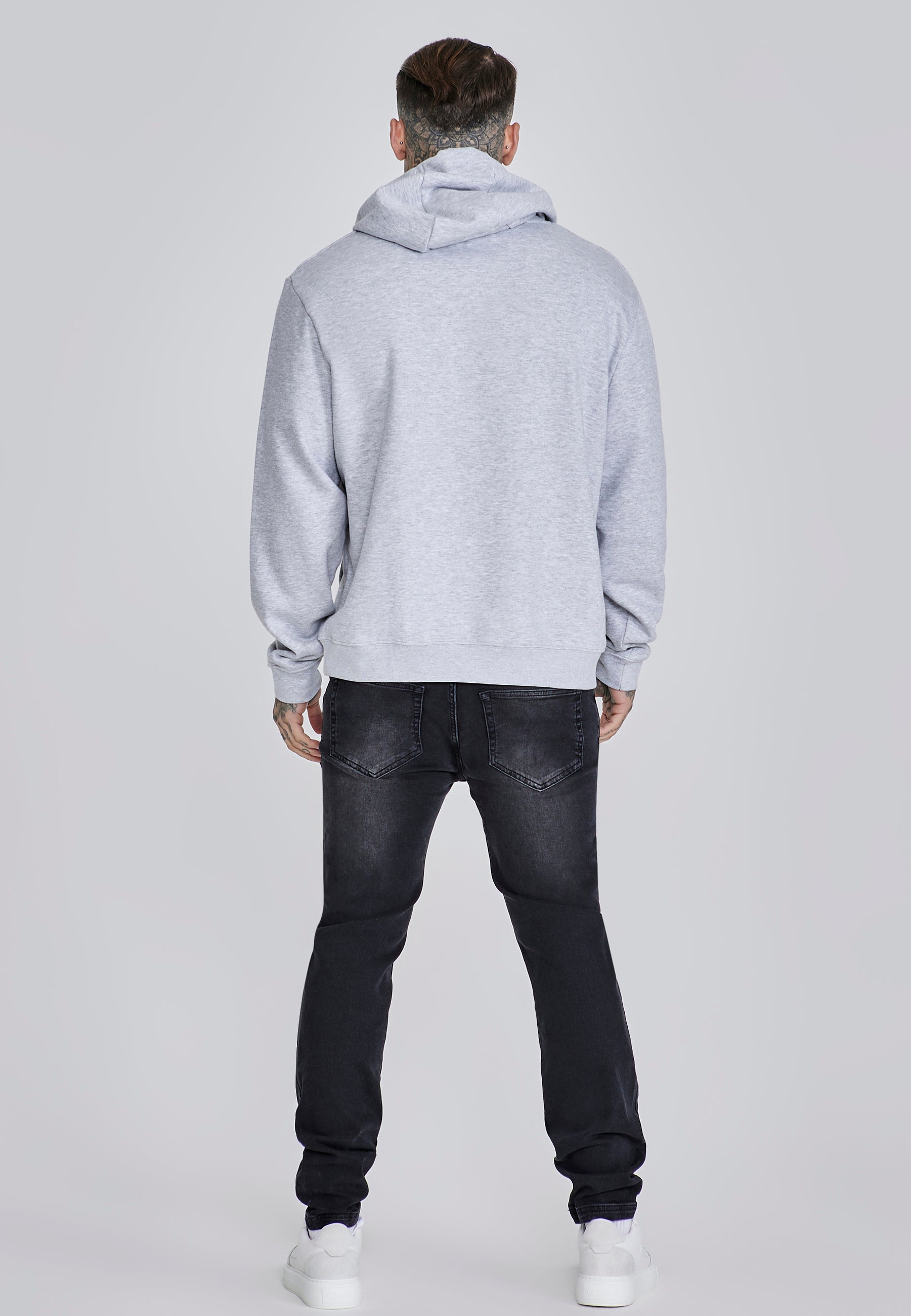SikSilk Men's Grey Marl Essentials Overhead Hoodie | SikSilk US