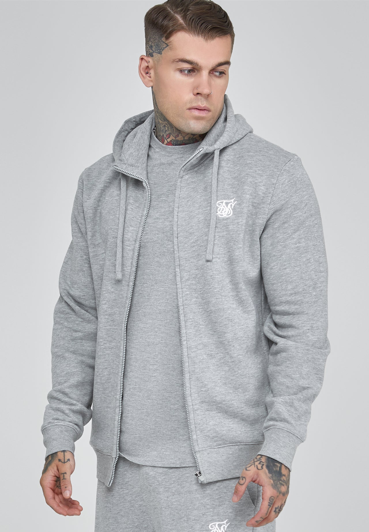 Grey Essentials Full Zip Hoodie