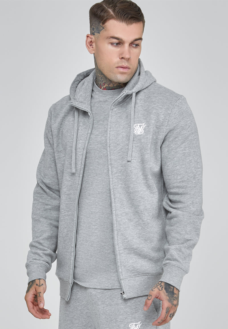 Grey Essentials Full Zip Hoodie