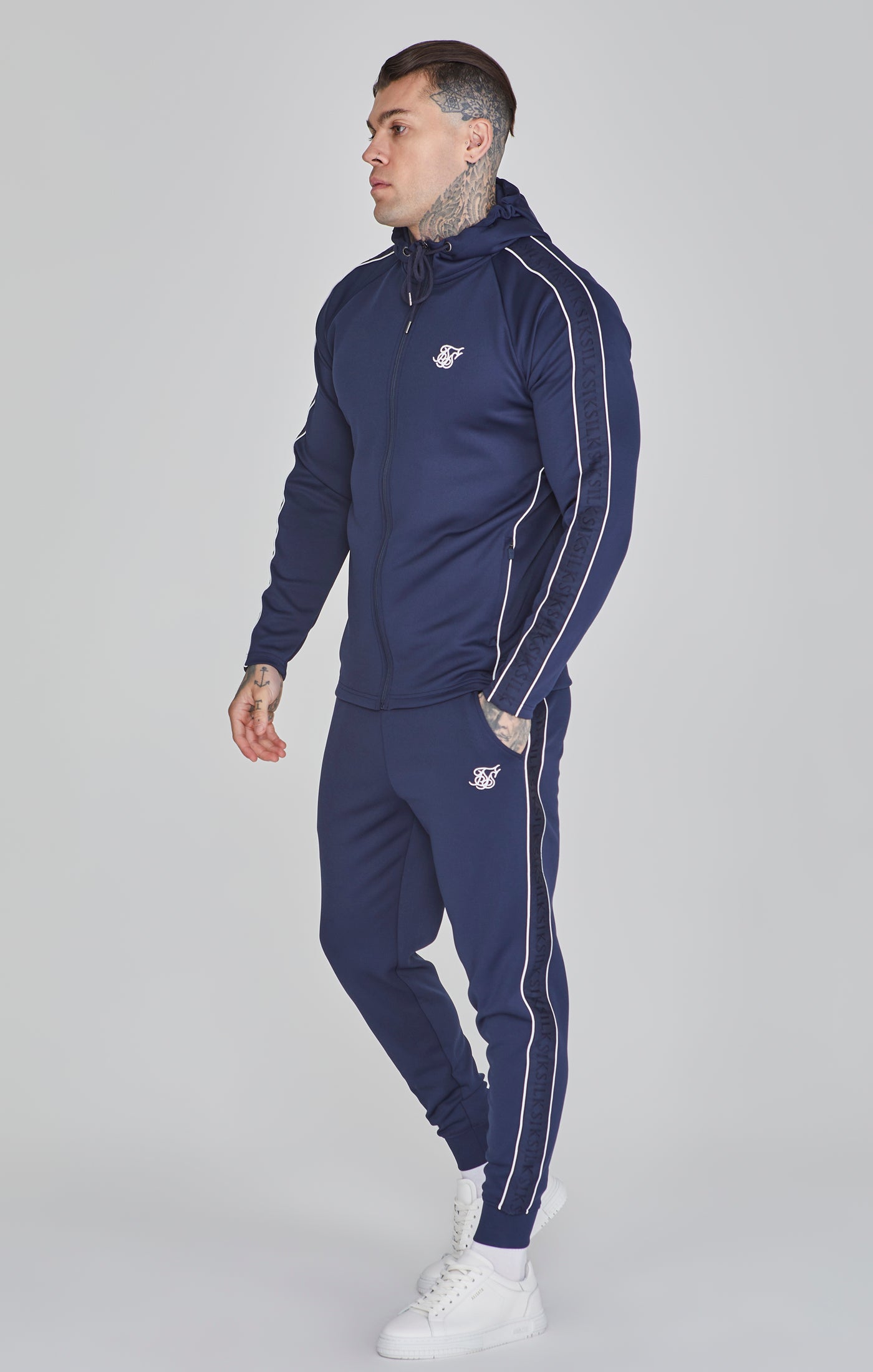 Sik silk navy tracksuit on sale