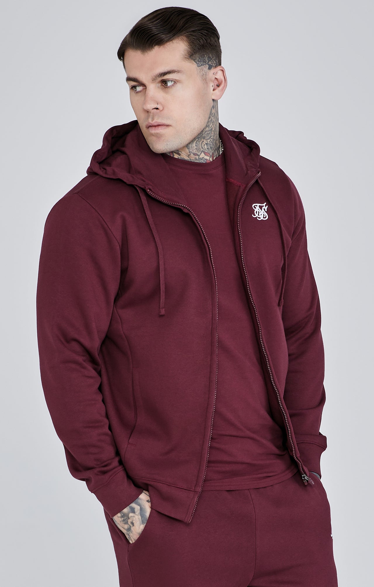 Burgundy Essentials Full Zip Hoodie