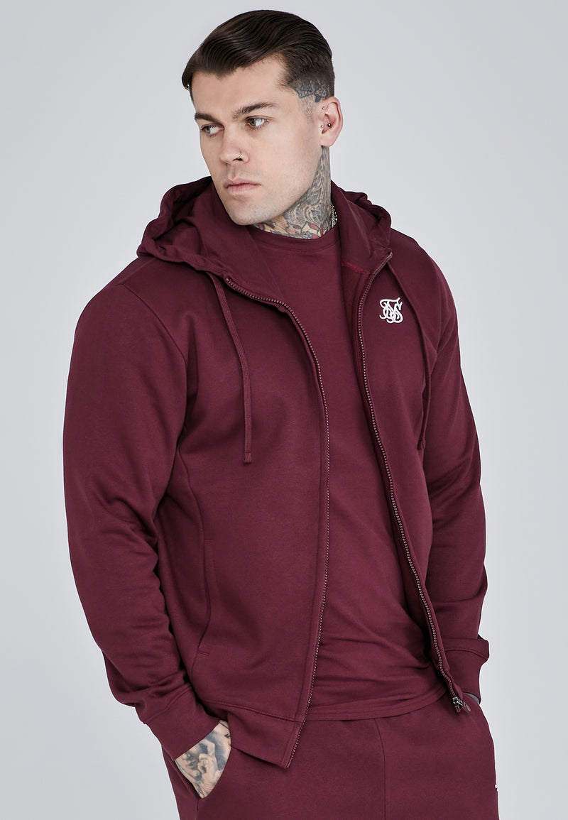 Burgundy Essentials Full Zip Hoodie (1)
