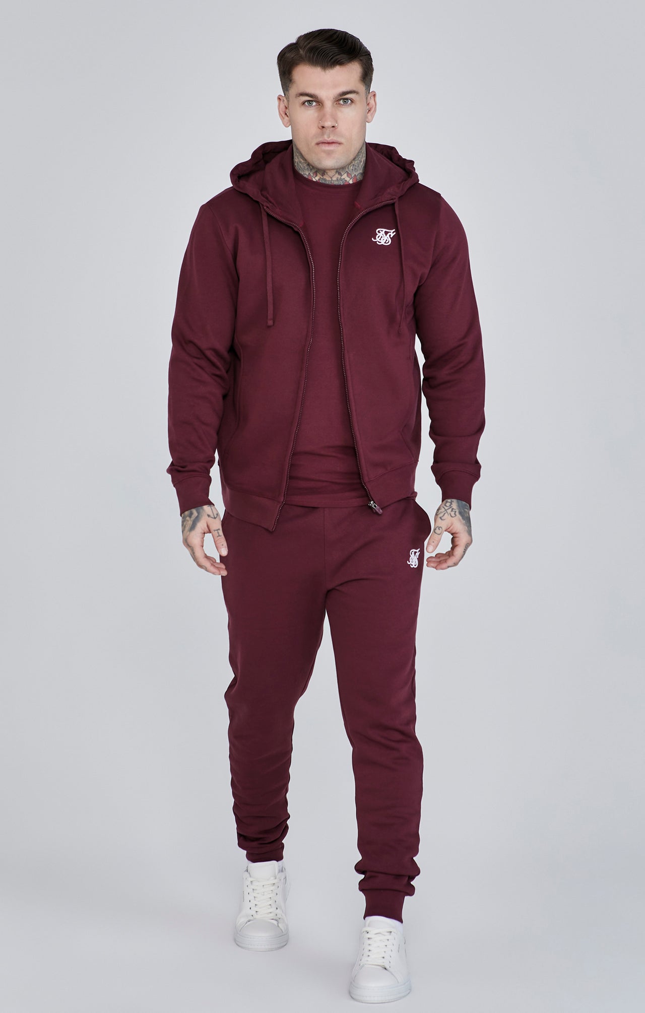 Burgundy Essentials Full Zip Hoodie (1)