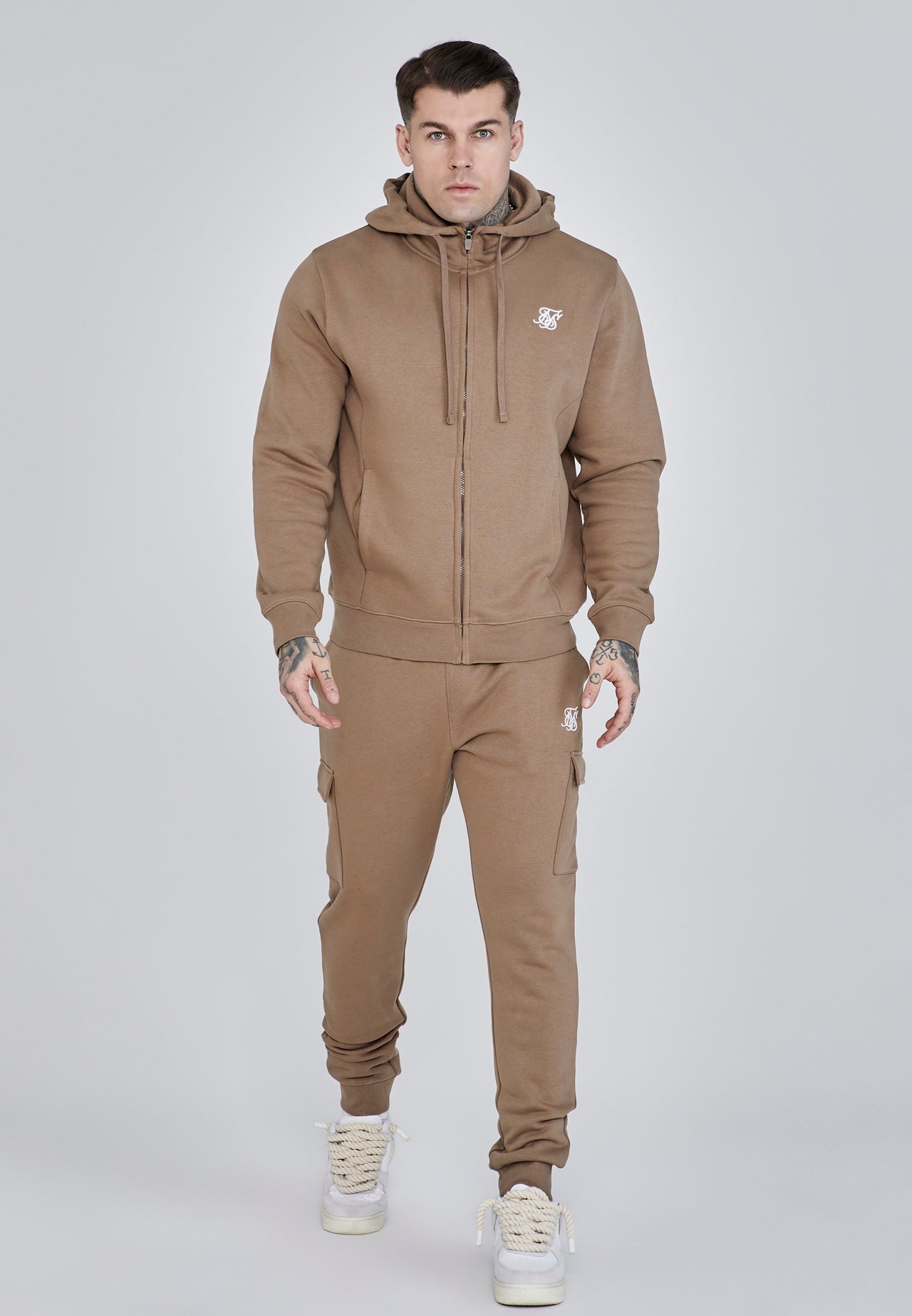 Brown Essentials Full Zip Hoodie (1)