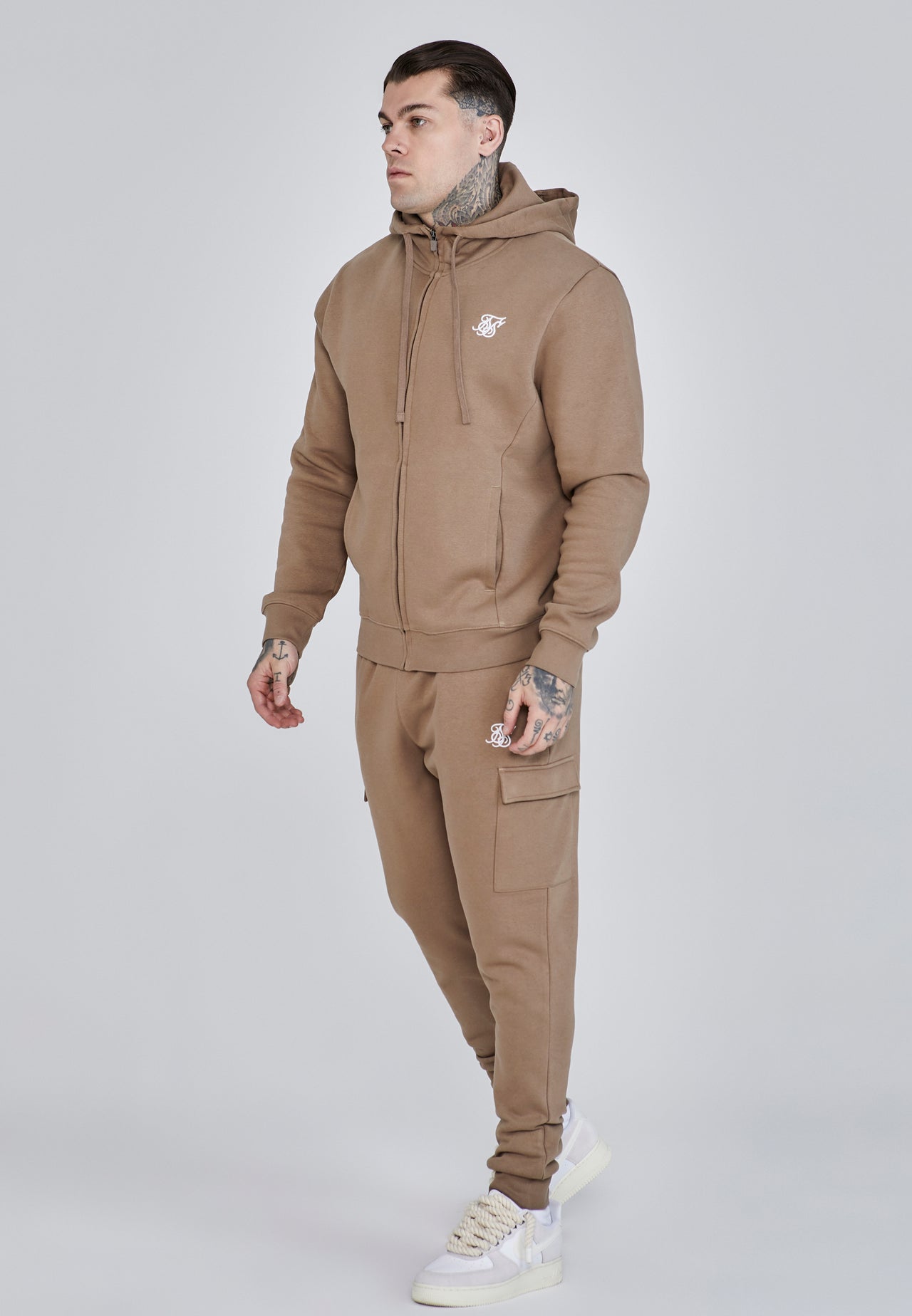 Brown Essentials Full Zip Hoodie (3)