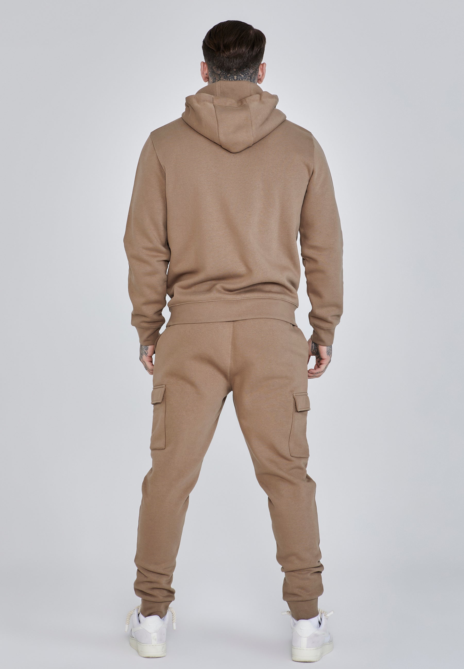 SikSilk Men's Brown Essentials Full Zip Hoodie | SikSilk US