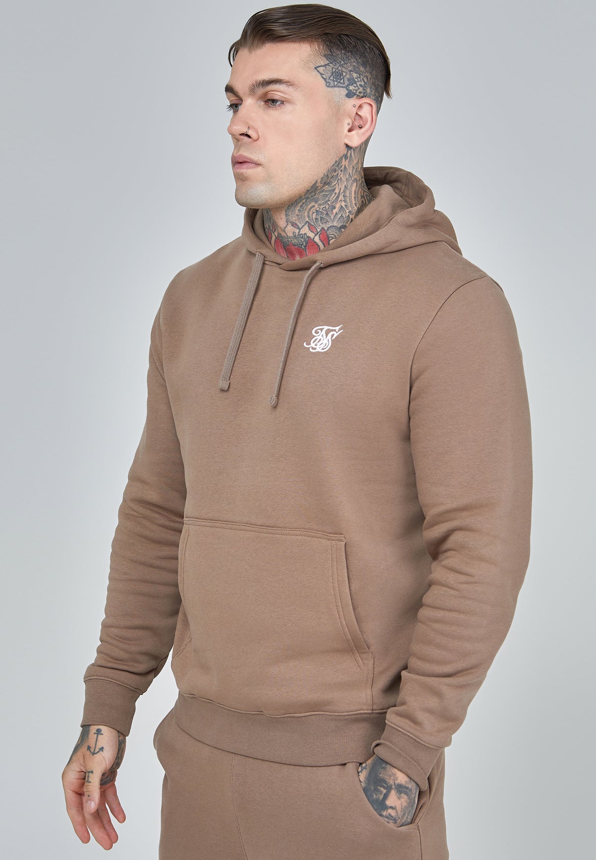 SikSilk Men's Brown Essentials Overhead Hoodie | SikSilk UK