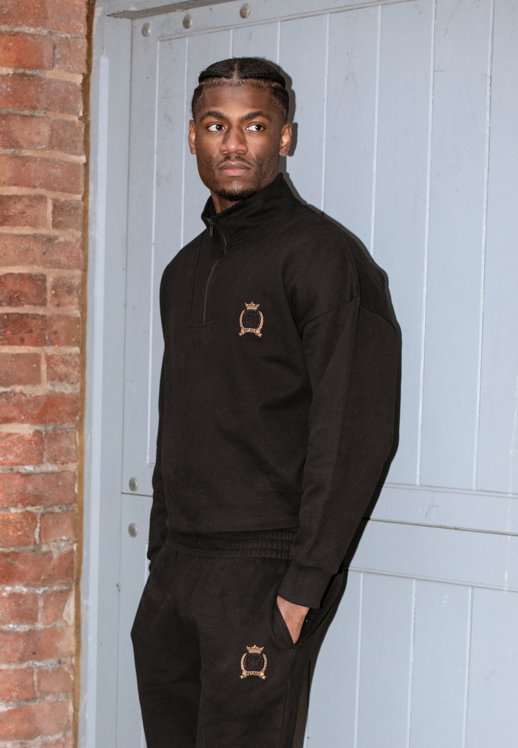 Black Quarter Zip Sweater | SikSilk UK