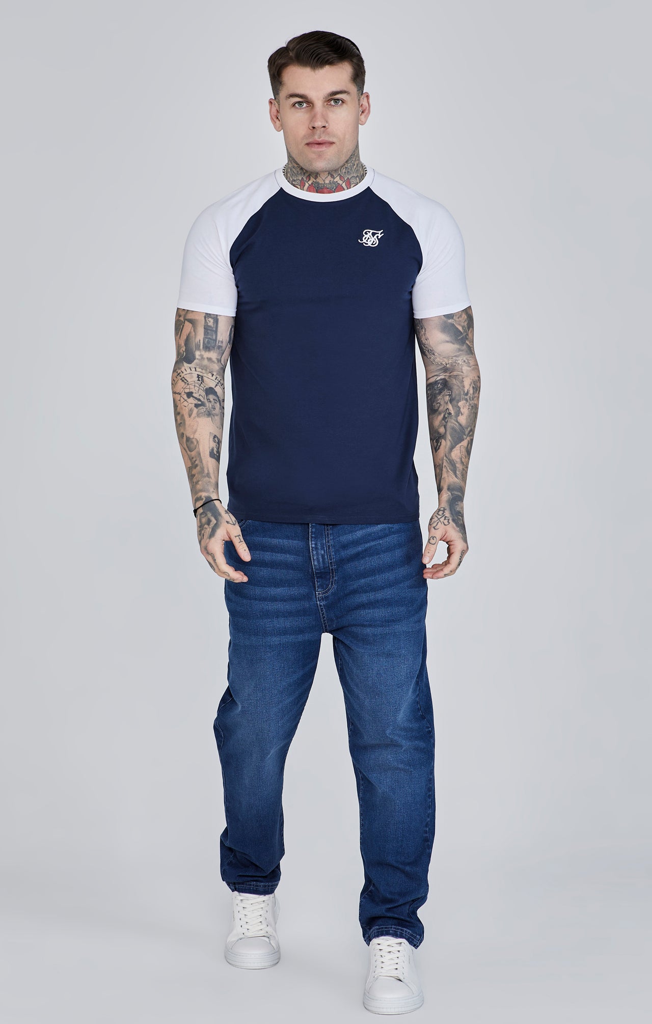 Navy White Raglan T-Shirt (1)