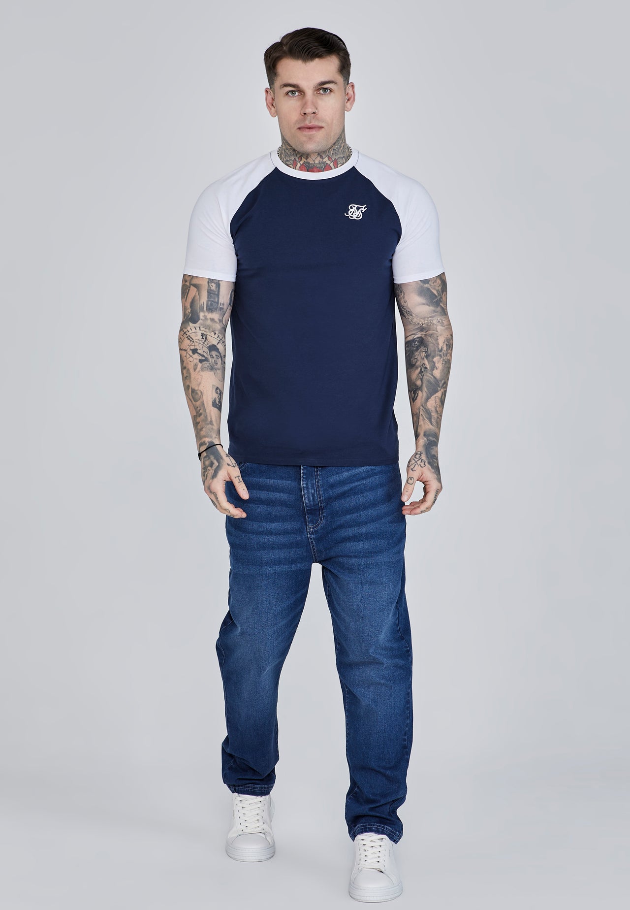 Navy White Raglan T-Shirt (1)