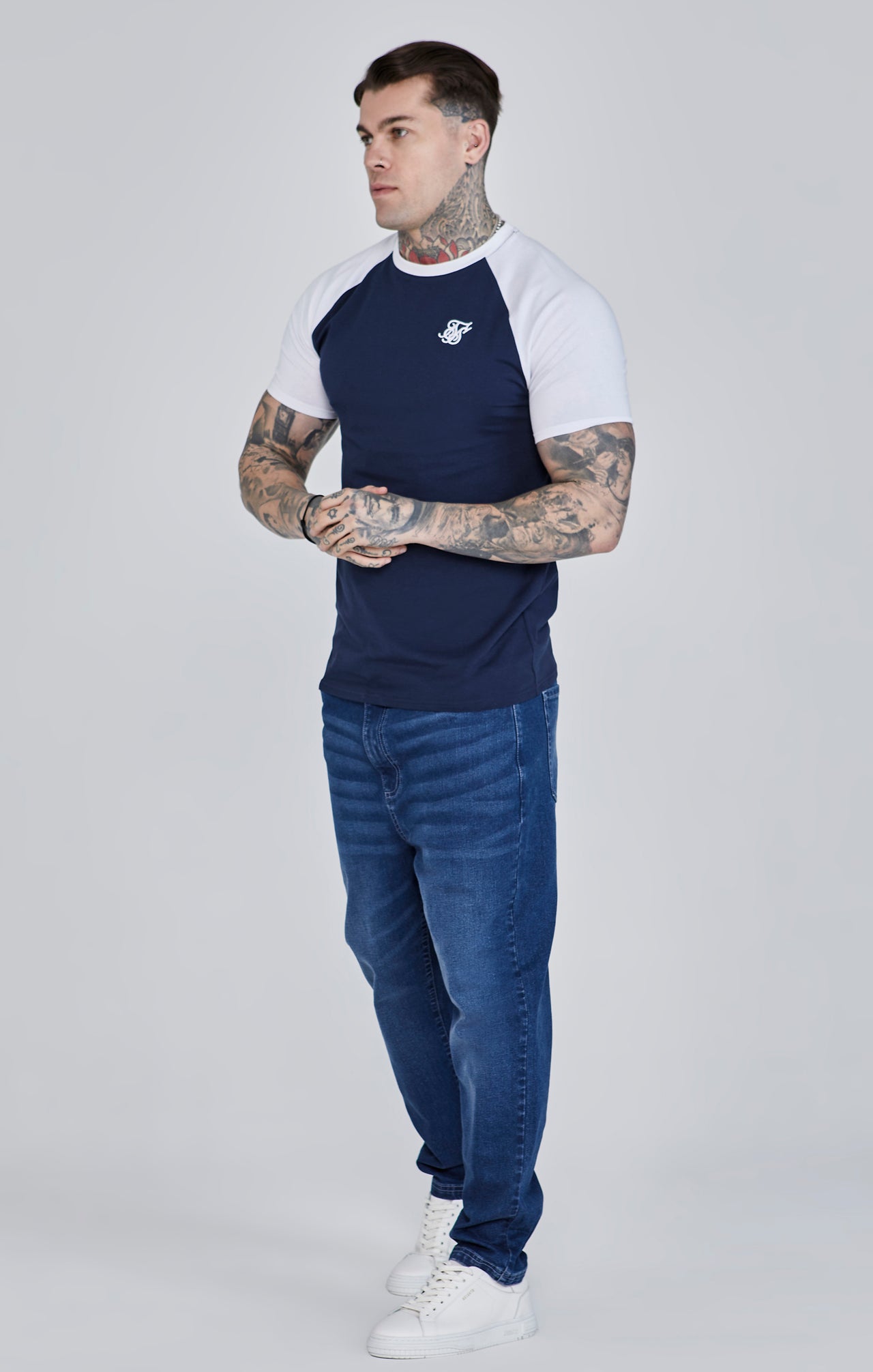 Navy White Raglan T-Shirt (3)