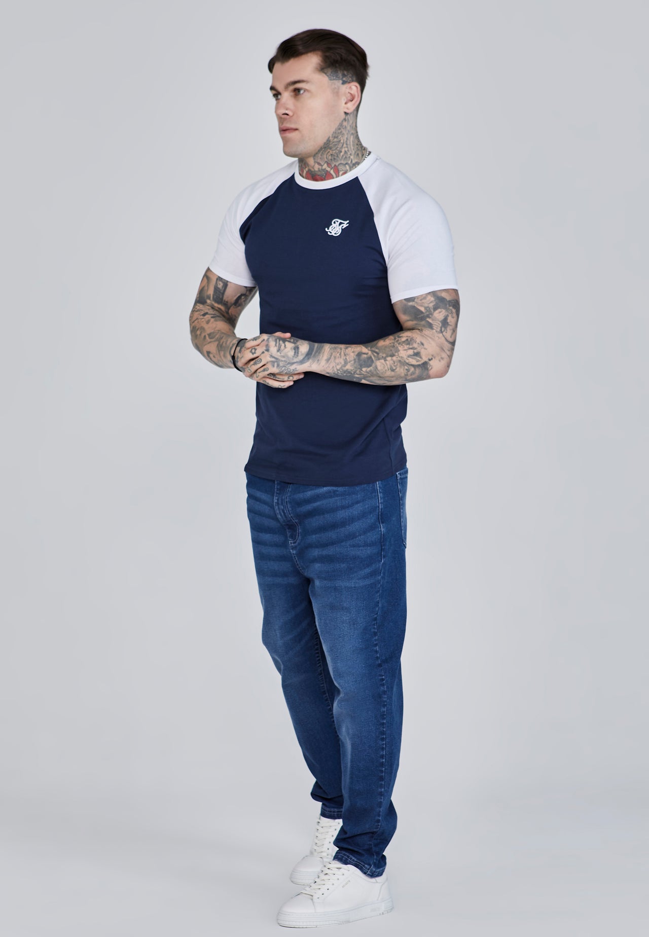 Navy White Raglan T-Shirt (3)