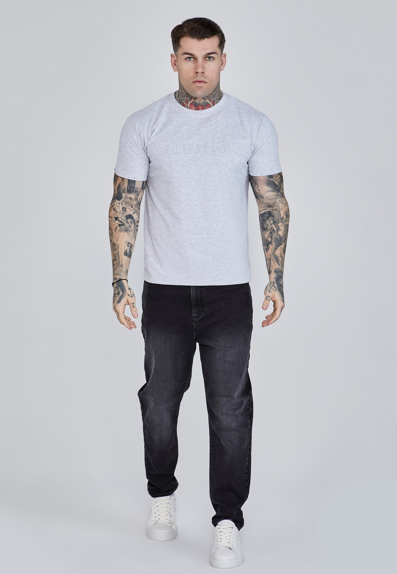 Grey Marl Logo T-Shirt (1)