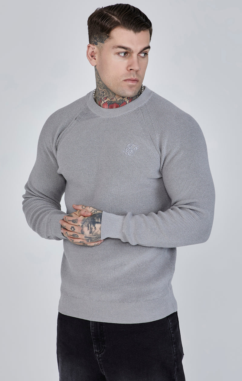 Grey Rib Knit Sweater