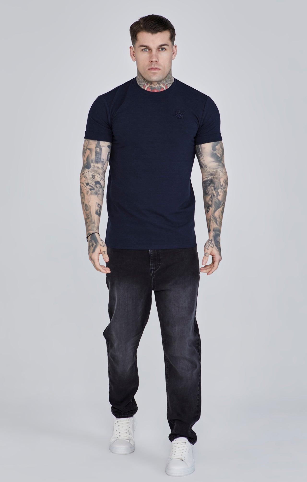 Navy Roll Sleeve T-Shirt (1)