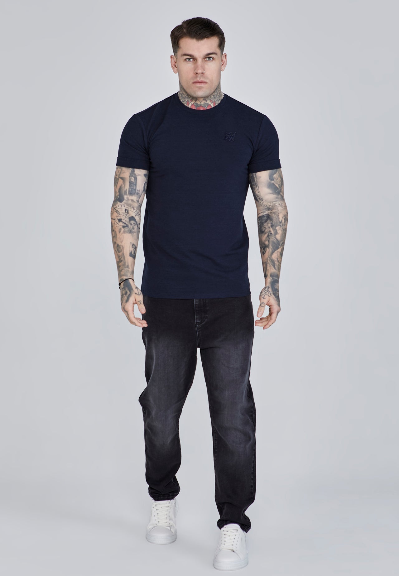 Navy Roll Sleeve T-Shirt (1)