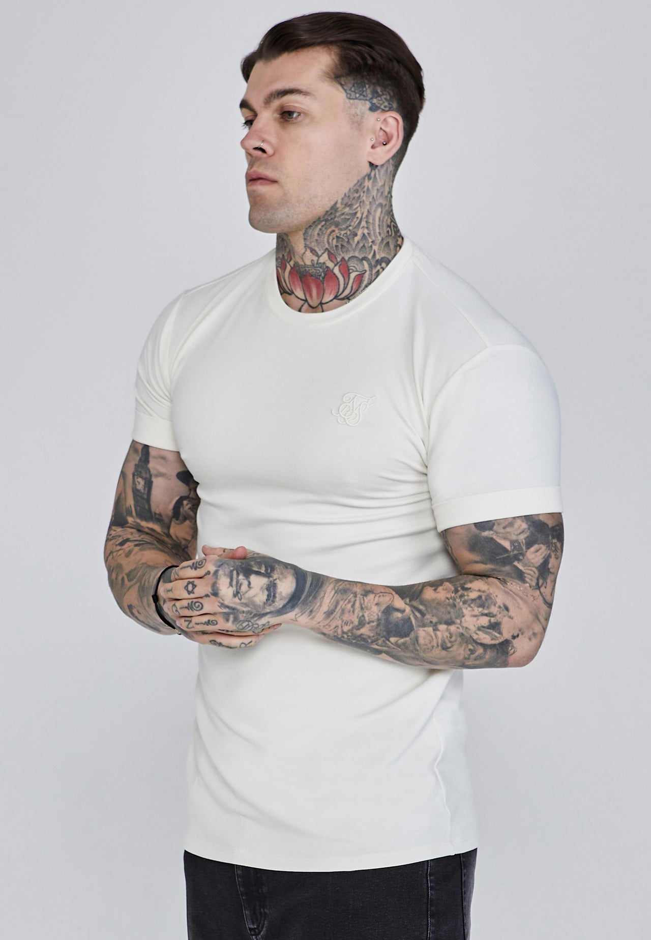 Ecru Roll Sleeve T-Shirt