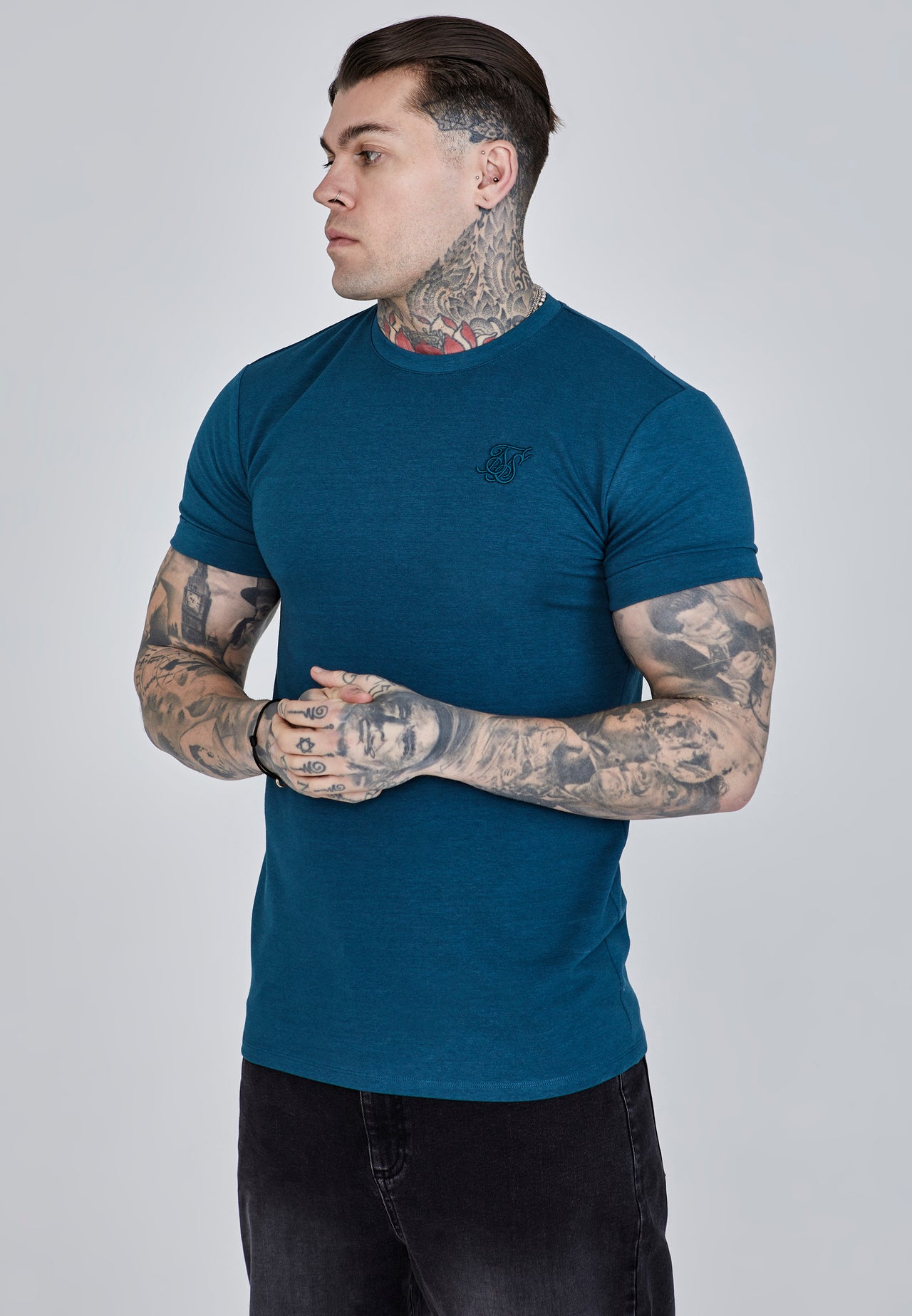 Teal Roll Sleeve T-Shirt