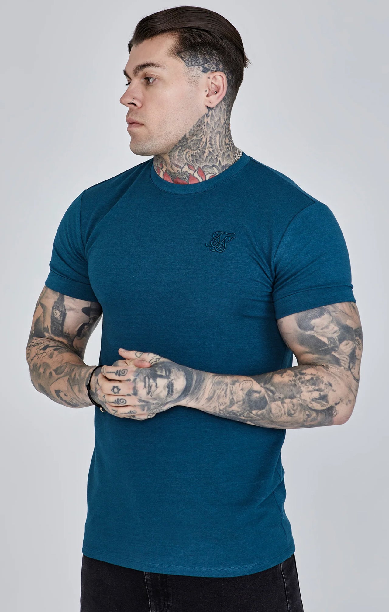 Teal Roll Sleeve T-Shirt