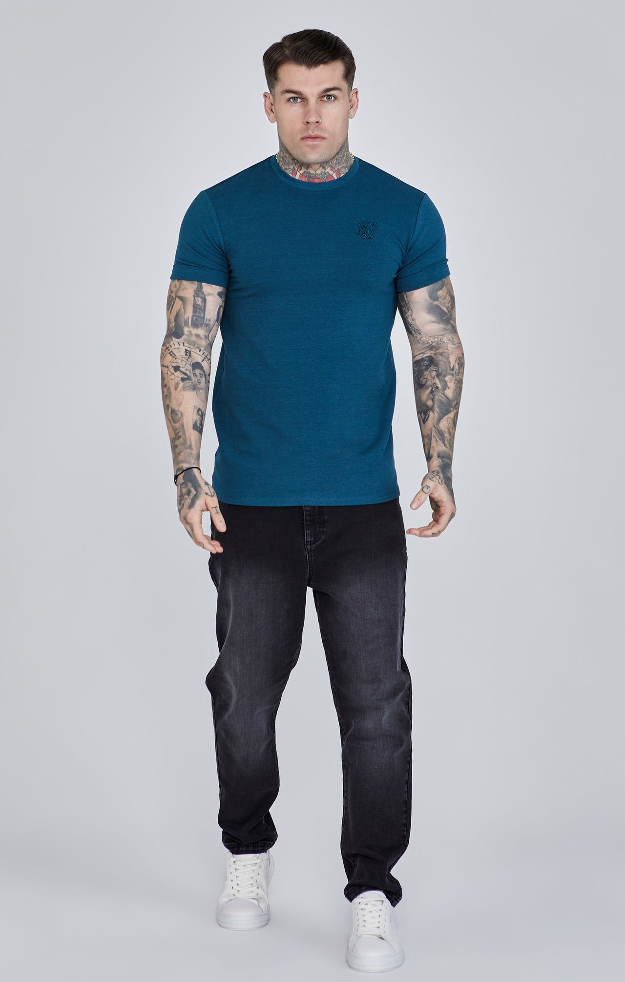 Teal Roll Sleeve T-Shirt (1)