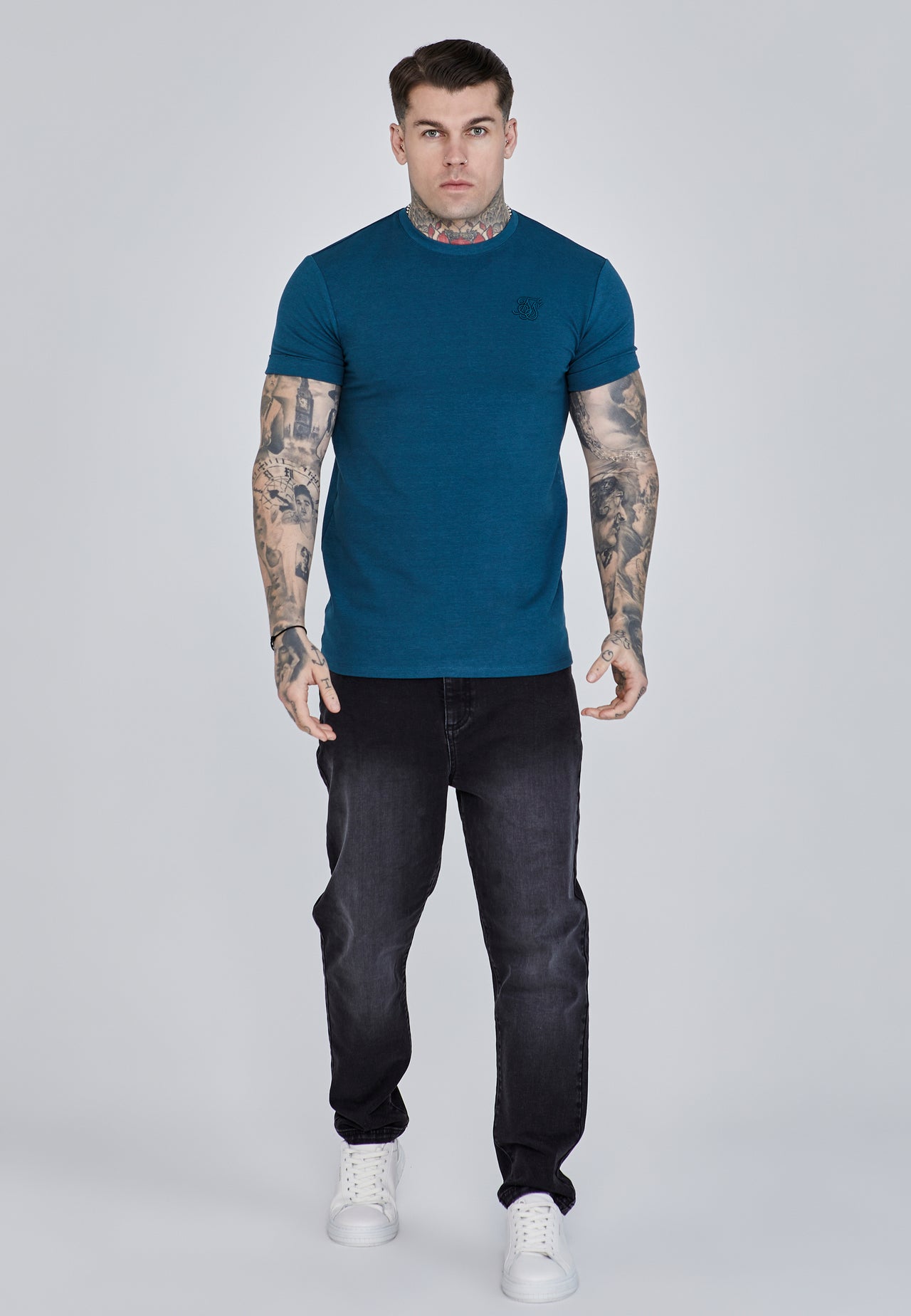 Teal Roll Sleeve T-Shirt (1)