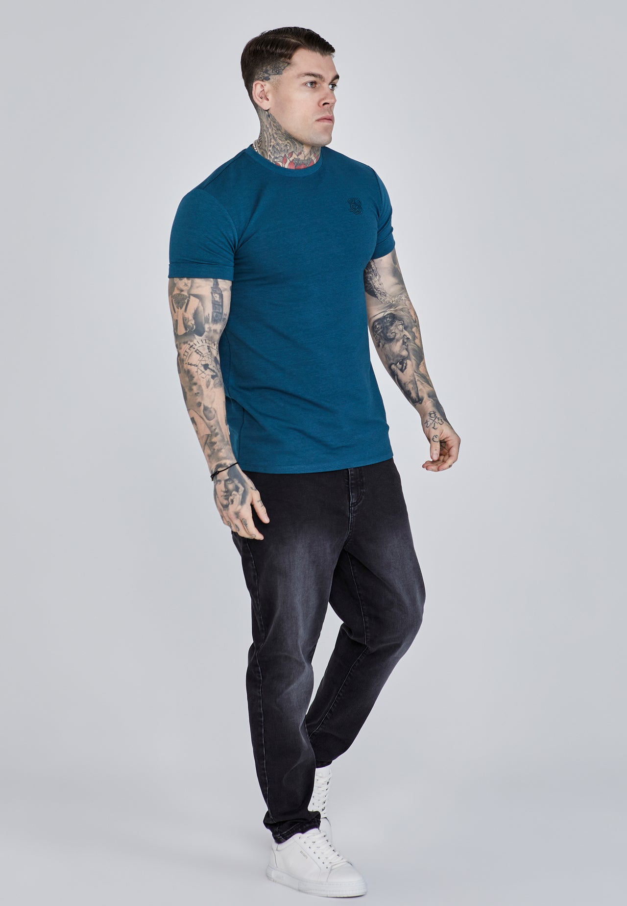 Teal Roll Sleeve T-Shirt (3)