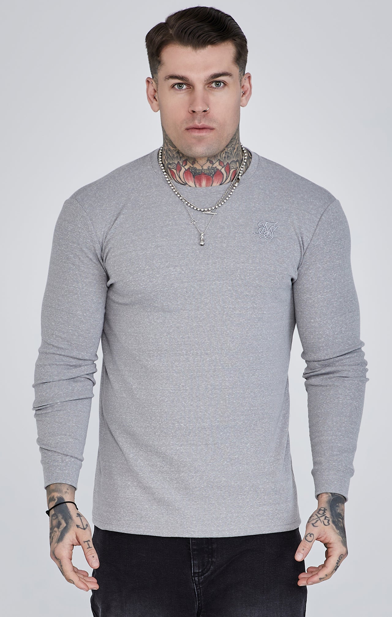 Grey Marl Long Sleeve T-Shirt