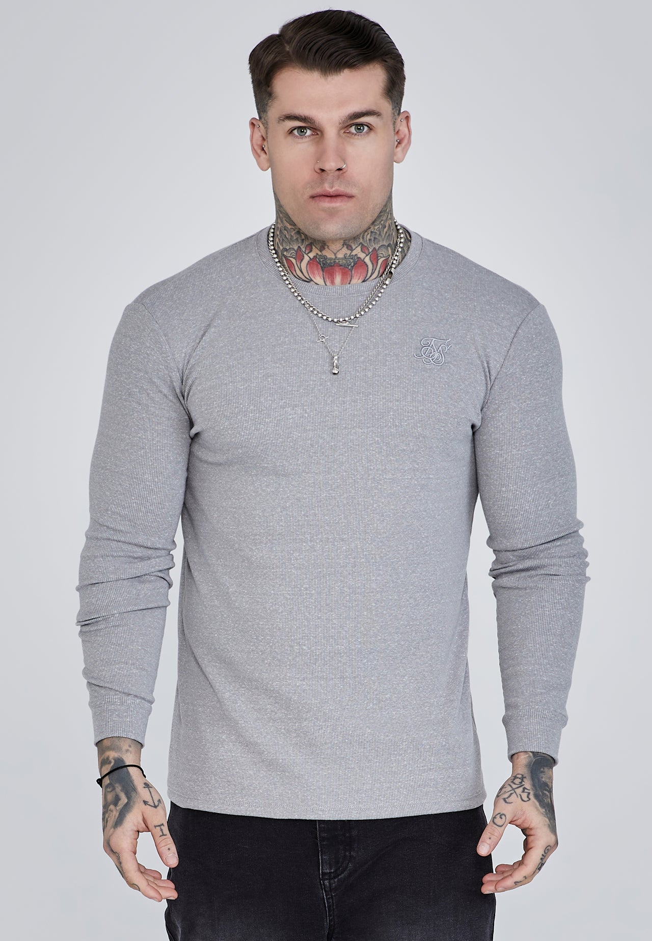 Grey Marl Long Sleeve T-Shirt