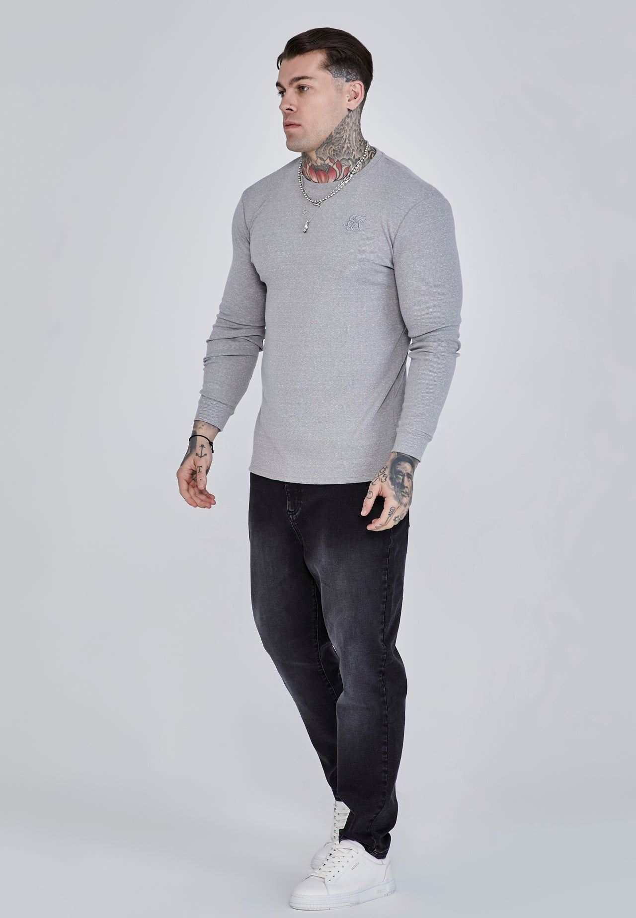 Grey Marl Long Sleeve T-Shirt (1)