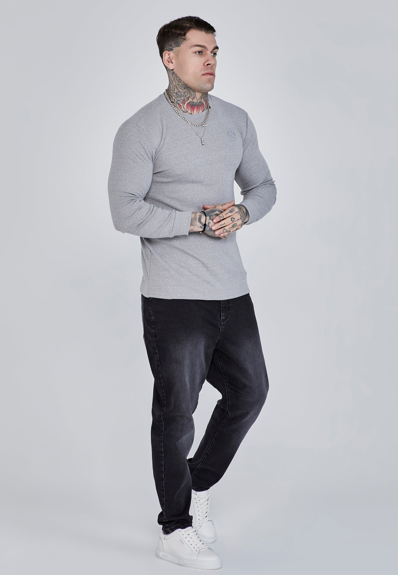 Grey Marl Long Sleeve T-Shirt (3)