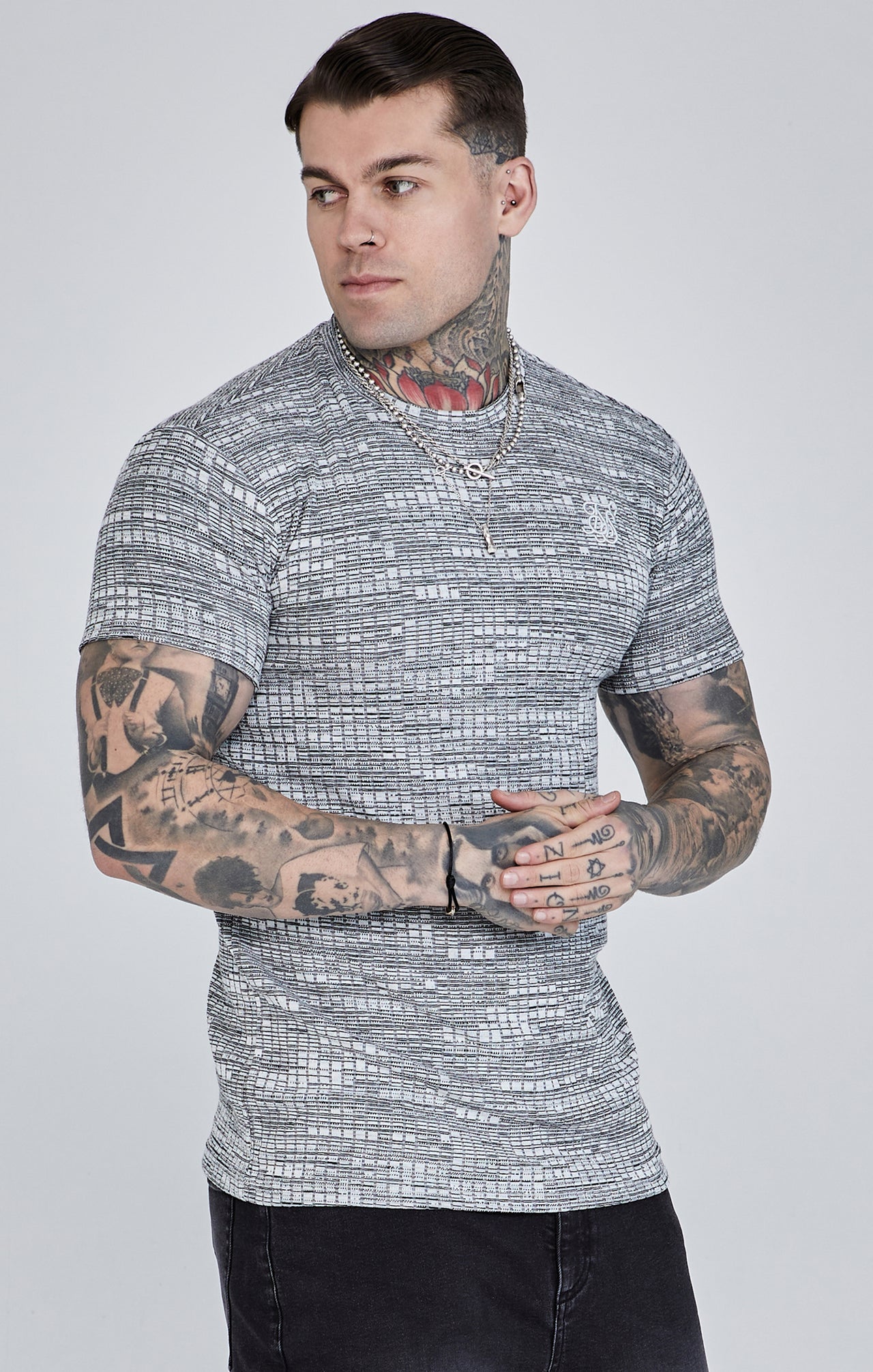 Grey Rib Knit T-Shirt