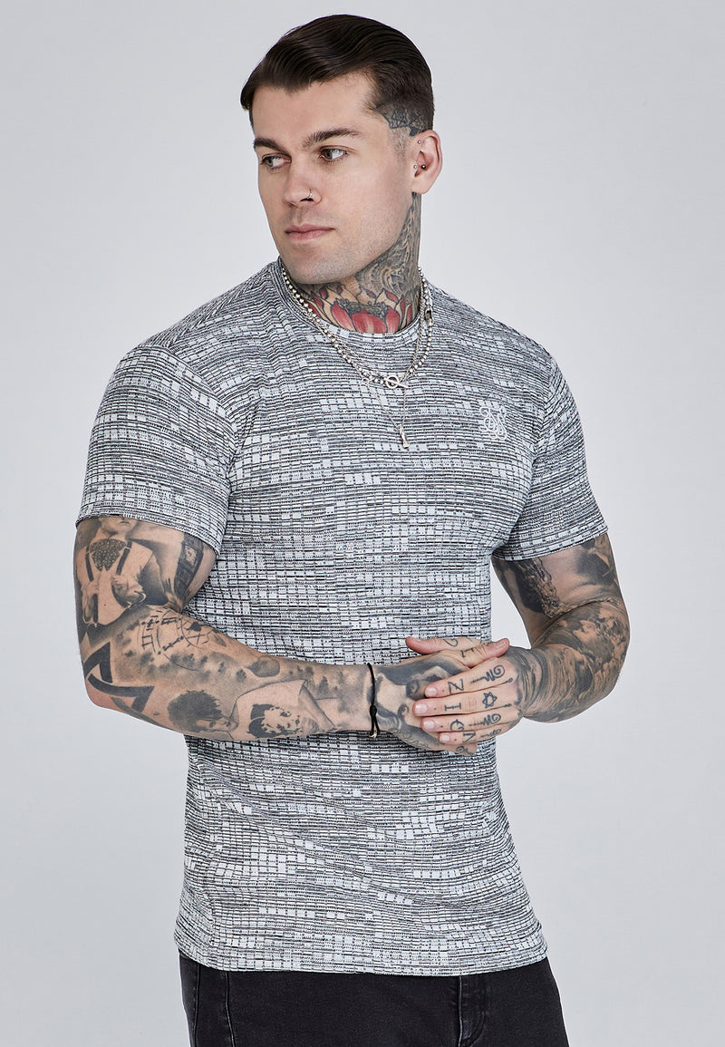 Grey Rib Knit T-Shirt