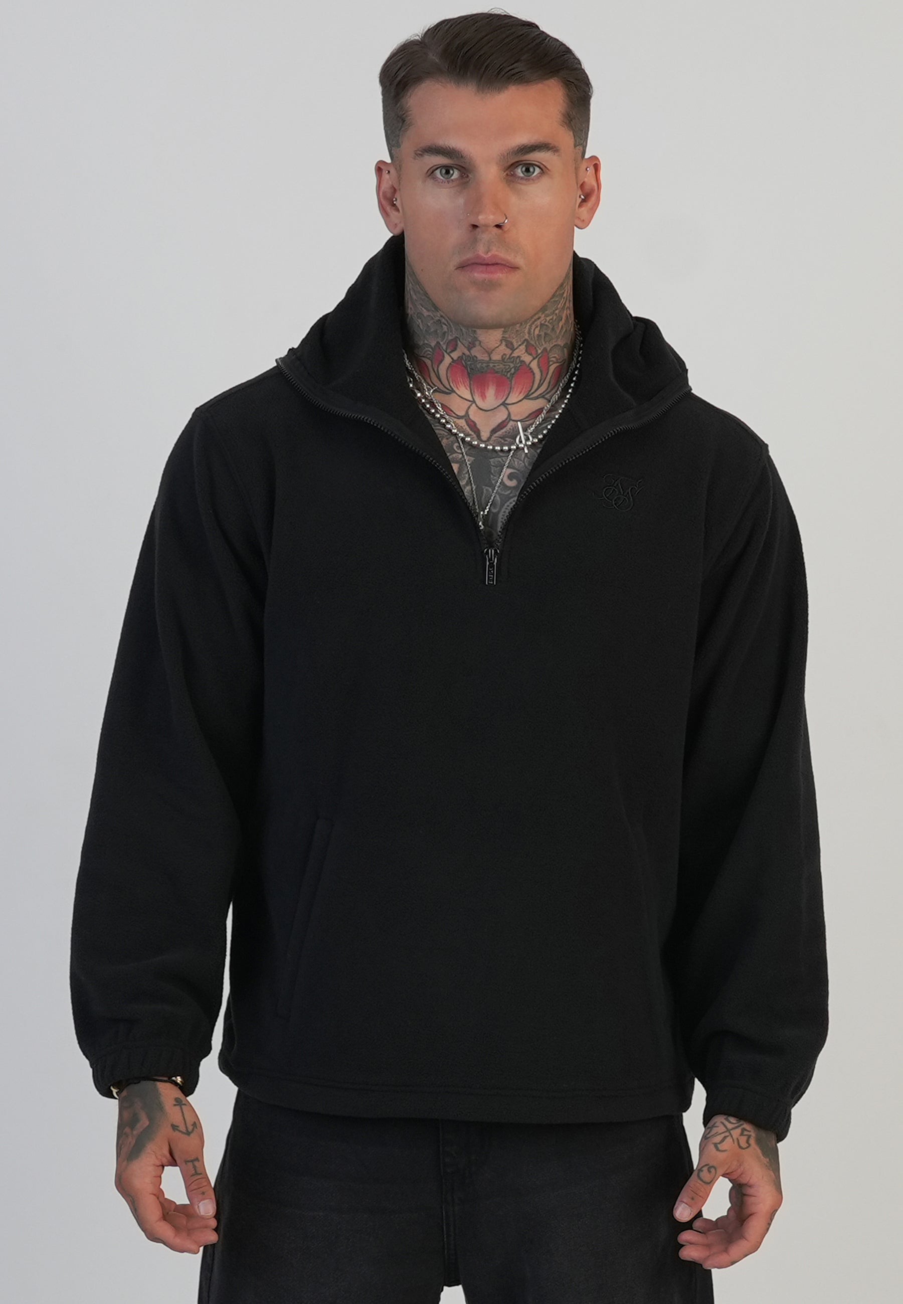 Black Polar Fleece Hoodie