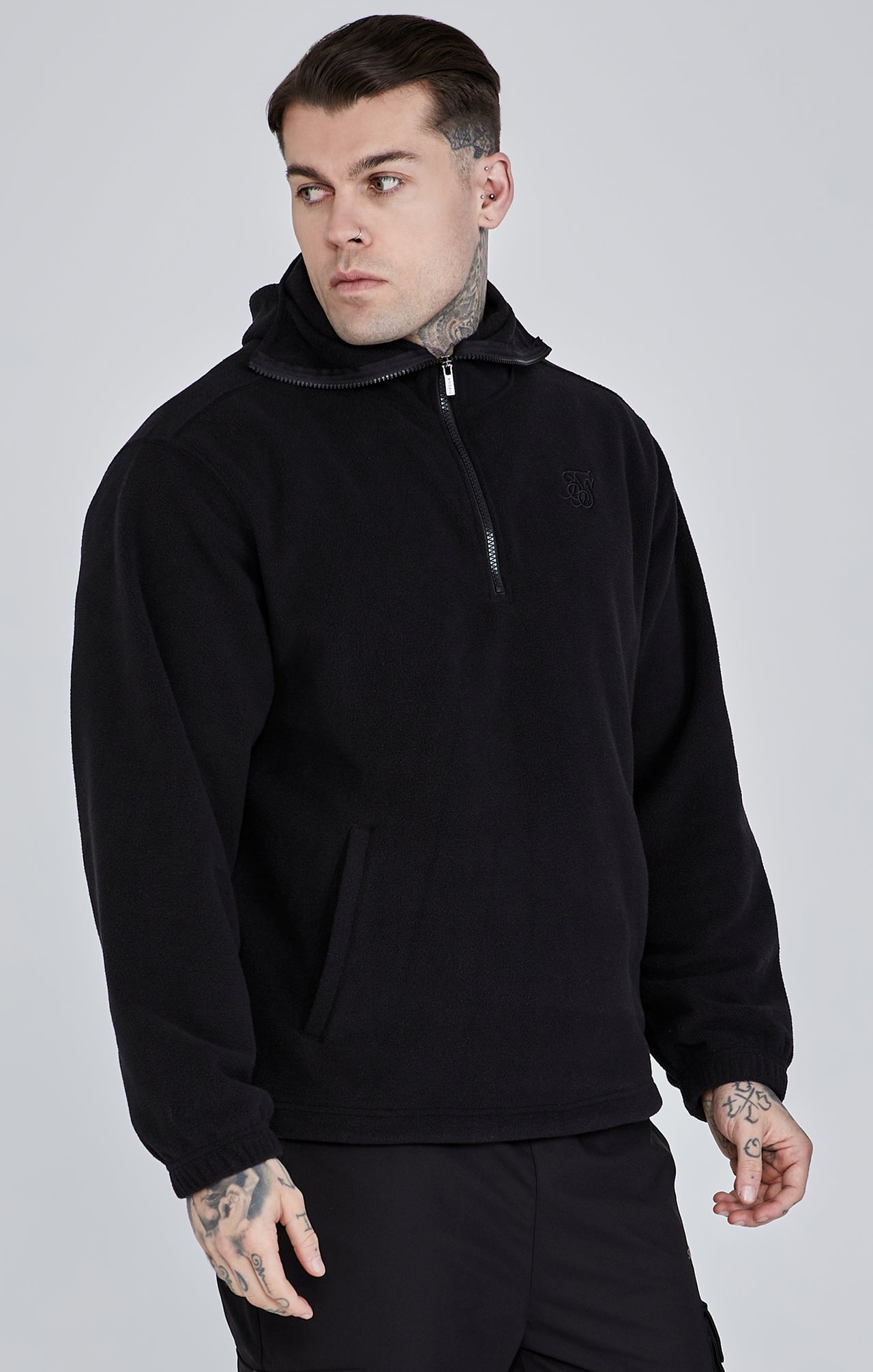 Black Polar Fleece Hoodie