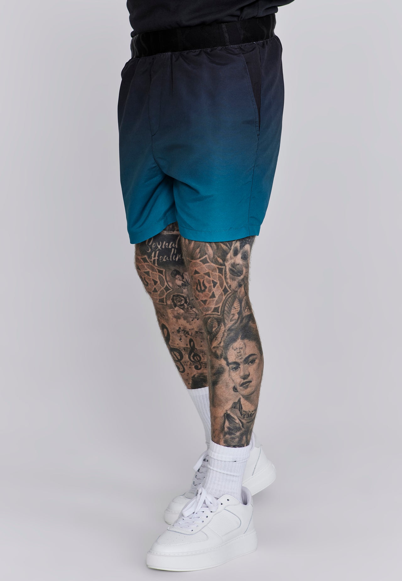 Black Teal Fade Swim Shorts