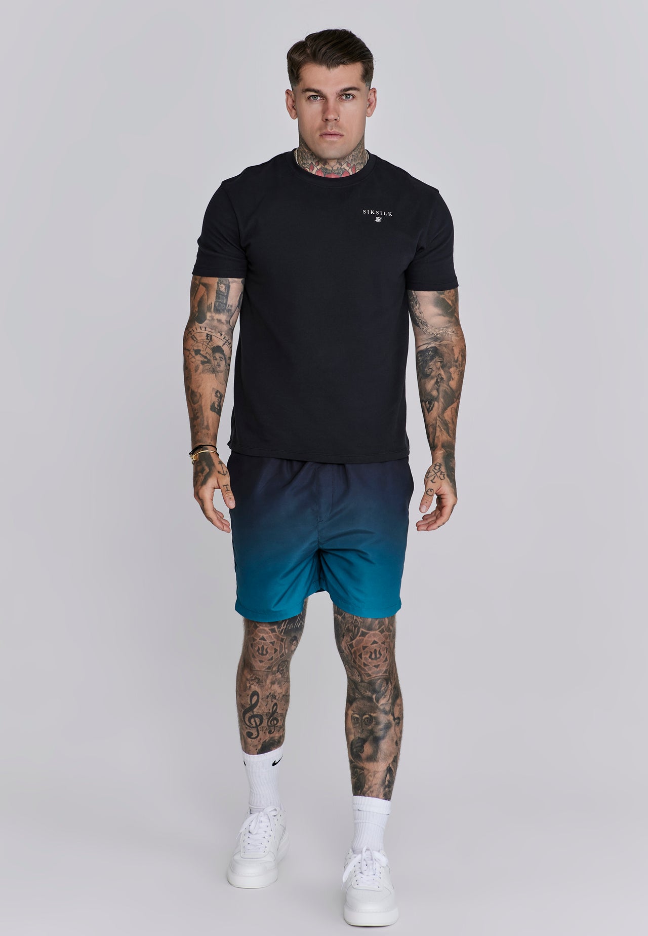 Black Teal Fade Swim Shorts (3)