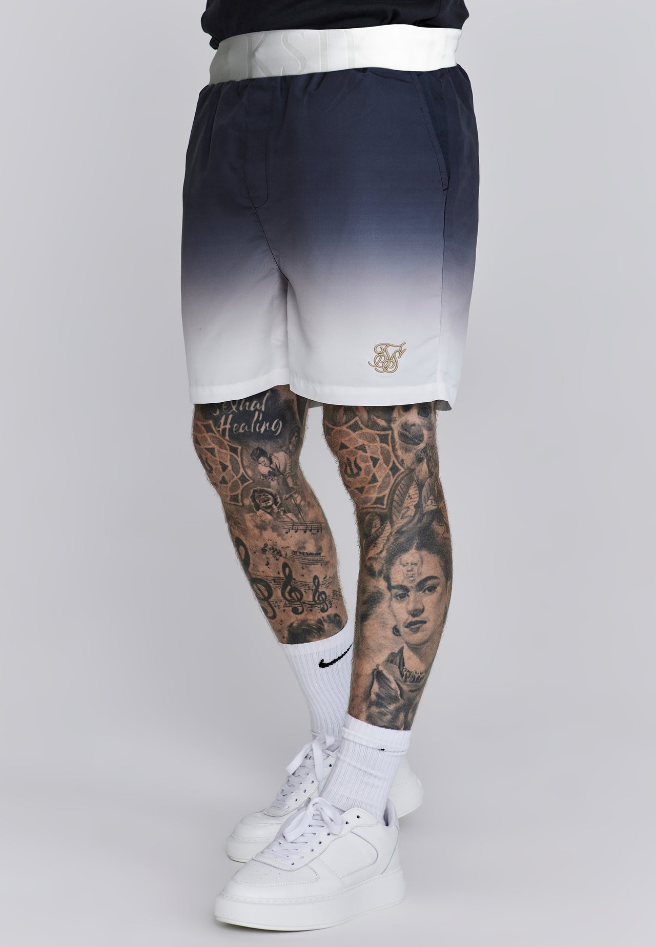 Navy White Fade Swim Shorts