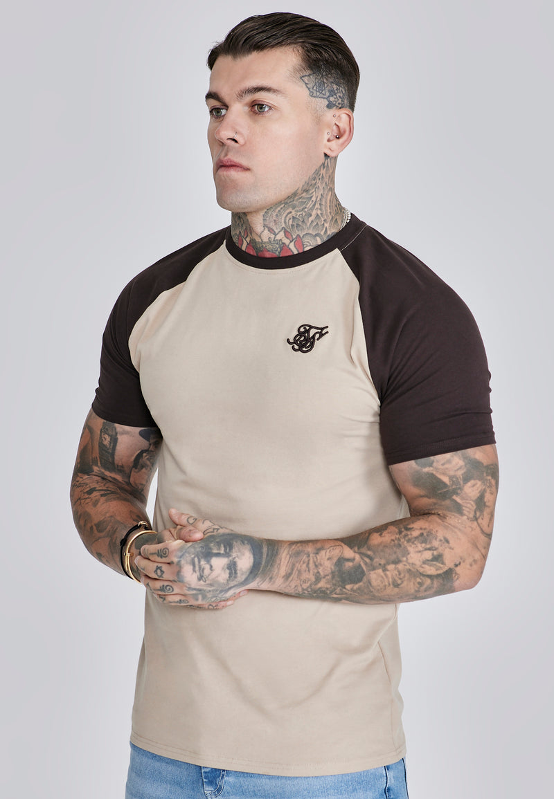 Beige Brown Raglan T-Shirt