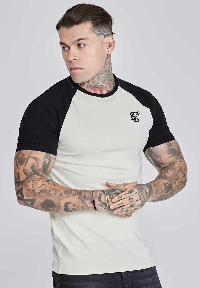 Ecru Black Raglan T-Shirt