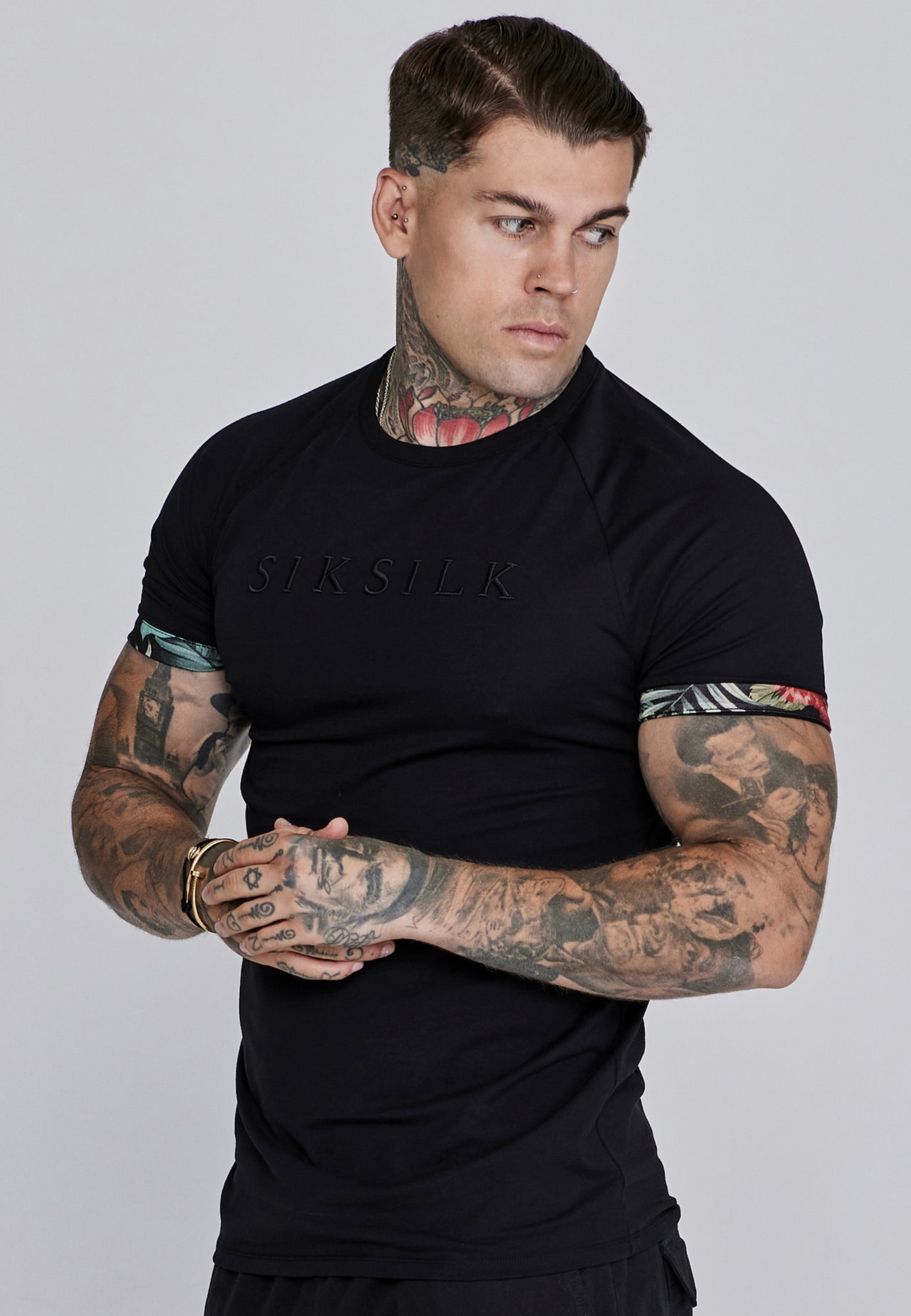 Black Rolls Sleeve T-Shirt