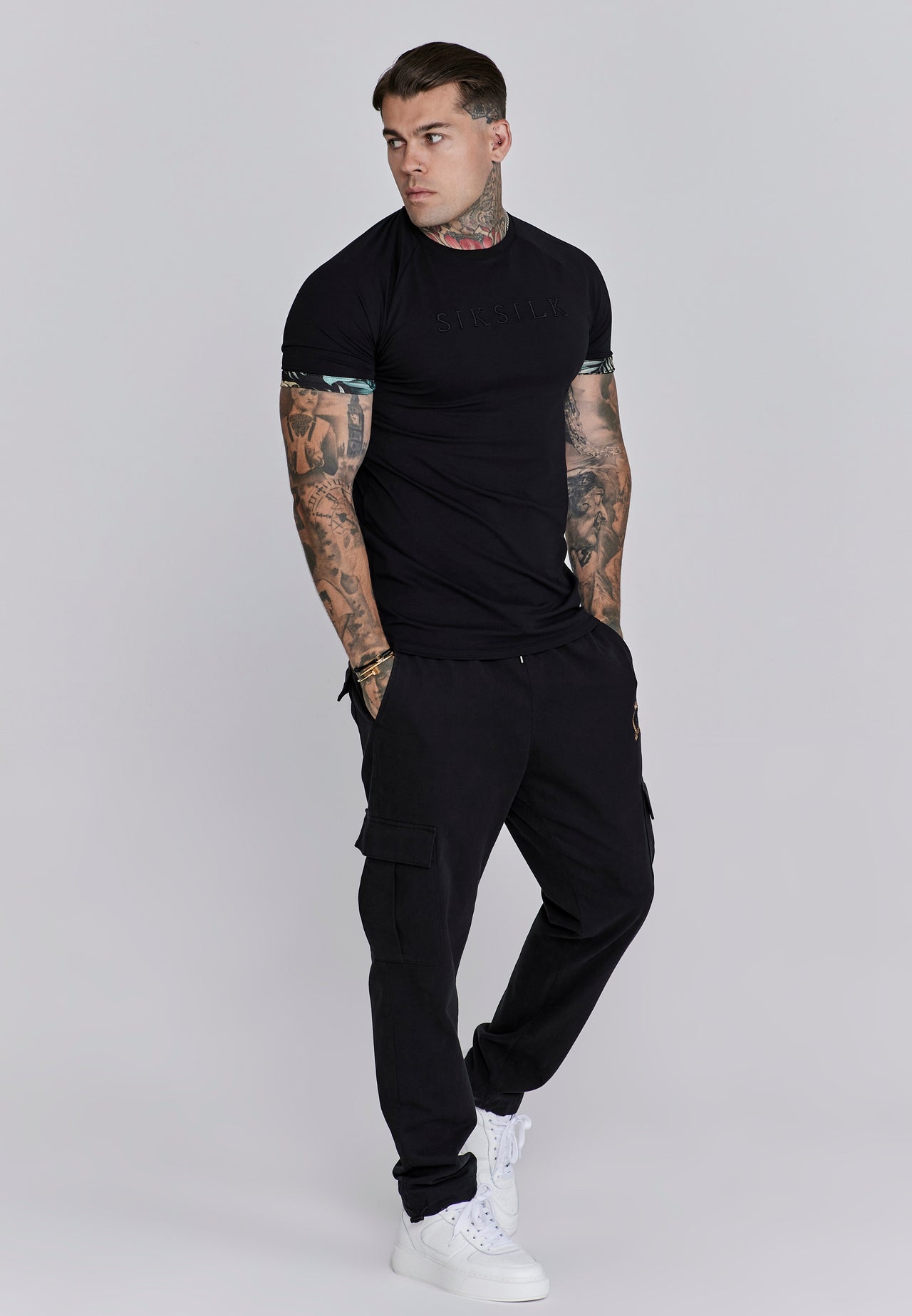 Black Rolls Sleeve T-Shirt (3)